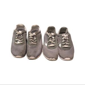 2 pairs of boy's sneakers. Gray and white